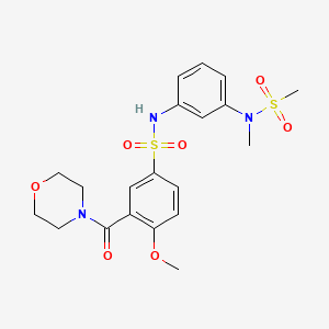 molecular formula C20H25N3O7S2 B12469320 4-methoxy-N-{3-[methyl(methylsulfonyl)amino]phenyl}-3-(morpholin-4-ylcarbonyl)benzenesulfonamide 