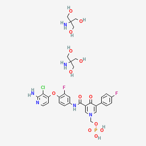 [3-({4-[(2-Amino-3-chloropyridin-4-yl)oxy]-3-fluorophenyl}carbamoyl)-5-(4-fluorophenyl)-4-oxopyridin-1-yl]methoxyphosphonic acid; bis(tris buffer)