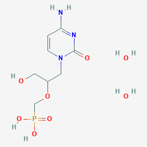 molecular formula C8H18N3O8P B12469357 [(2S)-1-(4-amino-2-oxopyrimidin-1-yl)-3-hydroxypropan-2-yl]oxymethylphosphonic acid;dihydrate 