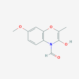 4H-1,4-Benzoxazine-4-carboxaldehyde, 3-hydroxy-7-methoxy-2-methyl-