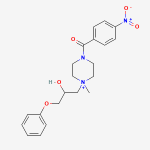 molecular formula C21H26N3O5+ B12469431 1-(2-Hydroxy-3-phenoxypropyl)-1-methyl-4-[(4-nitrophenyl)carbonyl]piperazin-1-ium 