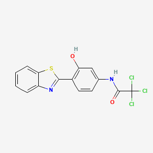 molecular formula C15H9Cl3N2O2S B12469433 N-[4-(1,3-benzothiazol-2-yl)-3-hydroxyphenyl]-2,2,2-trichloroacetamide 