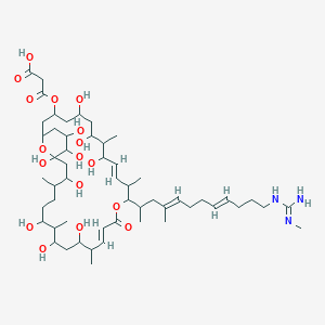 3-[[(10E,16E)-5,7,9,19,21,23,27,29,30,31-decahydroxy-8,12,18,22,26-pentamethyl-13-[(4E,8E)-4-methyl-12-[(N'-methylcarbamimidoyl)amino]dodeca-4,8-dien-2-yl]-15-oxo-14,33-dioxabicyclo[27.3.1]tritriaconta-10,16-dien-3-yl]oxy]-3-oxopropanoic acid