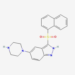 molecular formula C21H20N4O2S B1246947 1H-吲唑，3-(1-萘甲酰磺酰基)-5-(1-哌嗪基)- CAS No. 744218-85-7