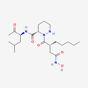 molecular formula C21H38N4O5 B1246948 (3S)-2-[(2R)-2-[2-(hydroxyamino)-2-oxoethyl]heptanoyl]-N-[(3S)-5-methyl-2-oxohexan-3-yl]diazinane-3-carboxamide 