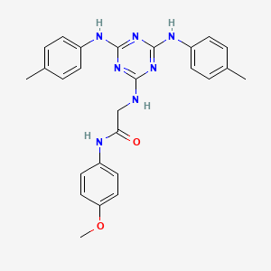 molecular formula C26H27N7O2 B12469496 N~2~-{4,6-bis[(4-methylphenyl)amino]-1,3,5-triazin-2-yl}-N-(4-methoxyphenyl)glycinamide 