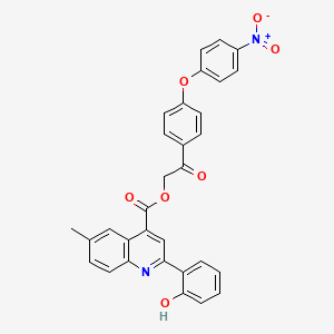 molecular formula C31H22N2O7 B12469540 2-[4-(4-Nitrophenoxy)phenyl]-2-oxoethyl 2-(2-hydroxyphenyl)-6-methylquinoline-4-carboxylate 