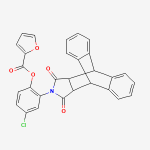 4-Chloro-2-(16,18-dioxo-17-azapentacyclo[6.6.5.0~2,7~.0~9,14~.0~15,19~]nonadeca-2,4,6,9,11,13-hexaen-17-yl)phenyl furan-2-carboxylate (non-preferred name)