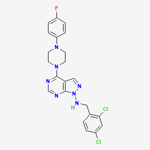 molecular formula C22H20Cl2FN7 B12469613 N-(2,4-dichlorobenzyl)-4-[4-(4-fluorophenyl)piperazin-1-yl]-1H-pyrazolo[3,4-d]pyrimidin-1-amine 