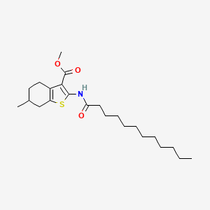 molecular formula C23H37NO3S B12469641 Methyl 2-(dodecanoylamino)-6-methyl-4,5,6,7-tetrahydro-1-benzothiophene-3-carboxylate 