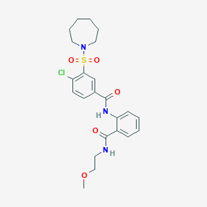 molecular formula C23H28ClN3O5S B12469666 3-(azepan-1-ylsulfonyl)-4-chloro-N-{2-[(2-methoxyethyl)carbamoyl]phenyl}benzamide 