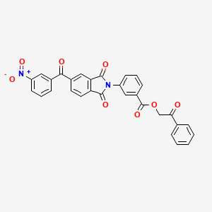 molecular formula C30H18N2O8 B12469692 2-oxo-2-phenylethyl 3-{5-[(3-nitrophenyl)carbonyl]-1,3-dioxo-1,3-dihydro-2H-isoindol-2-yl}benzoate 