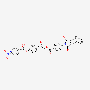 molecular formula C31H22N2O9 B12469797 2-(4-{[(4-nitrophenyl)carbonyl]oxy}phenyl)-2-oxoethyl 4-(1,3-dioxo-1,3,3a,4,7,7a-hexahydro-2H-4,7-methanoisoindol-2-yl)benzoate 