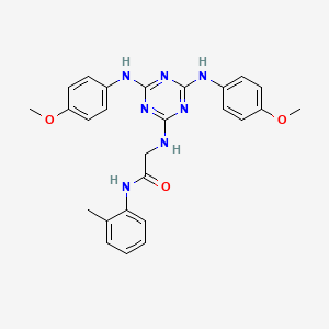 molecular formula C26H27N7O3 B12469805 N~2~-{4,6-bis[(4-methoxyphenyl)amino]-1,3,5-triazin-2-yl}-N-(2-methylphenyl)glycinamide 