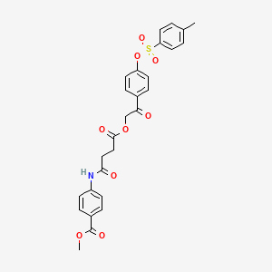 molecular formula C27H25NO9S B12469818 Methyl 4-({4-[2-(4-{[(4-methylphenyl)sulfonyl]oxy}phenyl)-2-oxoethoxy]-4-oxobutanoyl}amino)benzoate 