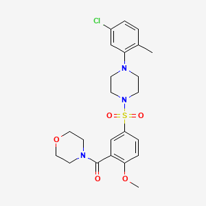 molecular formula C23H28ClN3O5S B12469823 (5-{[4-(5-Chloro-2-methylphenyl)piperazin-1-yl]sulfonyl}-2-methoxyphenyl)(morpholin-4-yl)methanone 