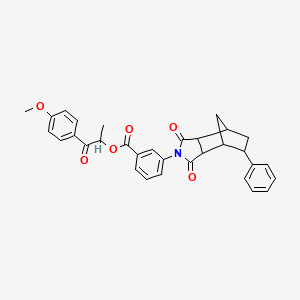 1-(4-methoxyphenyl)-1-oxopropan-2-yl 3-(1,3-dioxo-5-phenyloctahydro-2H-4,7-methanoisoindol-2-yl)benzoate