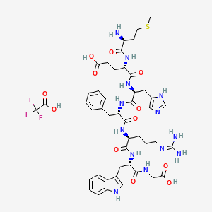 molecular formula C46H60F3N13O12S B12469852 (4S)-4-[[(2S)-2-amino-4-methylsulfanylbutanoyl]amino]-5-[[(2S)-1-[[(2S)-1-[[(2S)-1-[[(2S)-1-(carboxymethylamino)-3-(1H-indol-3-yl)-1-oxopropan-2-yl]amino]-5-(diaminomethylideneamino)-1-oxopentan-2-yl]amino]-1-oxo-3-phenylpropan-2-yl]amino]-3-(1H-imidazol-5-yl)-1-oxopropan-2-yl]amino]-5-oxopentanoic acid;2,2,2-trifluoroacetic acid 