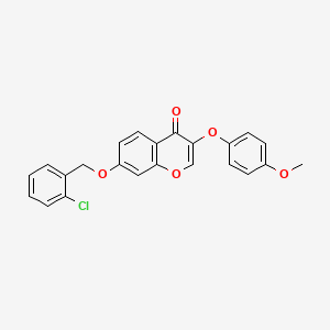 molecular formula C23H17ClO5 B12469881 7-[(2-Chlorophenyl)methoxy]-3-(4-methoxyphenoxy)chromen-4-one 