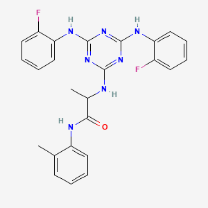 molecular formula C25H23F2N7O B12469918 N~2~-{4,6-bis[(2-fluorophenyl)amino]-1,3,5-triazin-2-yl}-N-(2-methylphenyl)alaninamide 