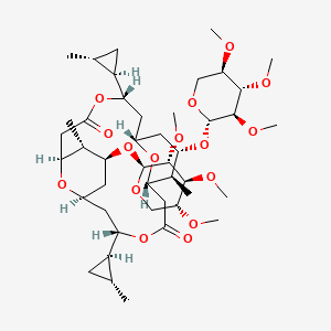 molecular formula C44H72O16 B1246996 (1S,5S,7S,9S,10S,11S,15S,17S,19S,20S)-10,20-dimethyl-5,15-bis[(1R,2R)-2-methylcyclopropyl]-9,19-bis[[(2S,3R,4S,5R)-3,4,5-trimethoxyoxan-2-yl]oxy]-4,14,21,22-tetraoxatricyclo[15.3.1.17,11]docosane-3,13-dione 