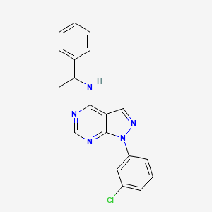 molecular formula C19H16ClN5 B12469960 1-(3-chlorophenyl)-N-(1-phenylethyl)-1H-pyrazolo[3,4-d]pyrimidin-4-amine 