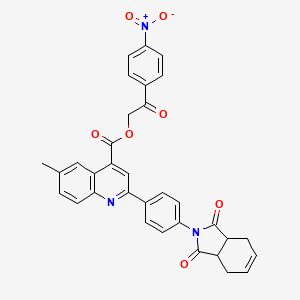 2-(4-nitrophenyl)-2-oxoethyl 2-[4-(1,3-dioxo-1,3,3a,4,7,7a-hexahydro-2H-isoindol-2-yl)phenyl]-6-methylquinoline-4-carboxylate