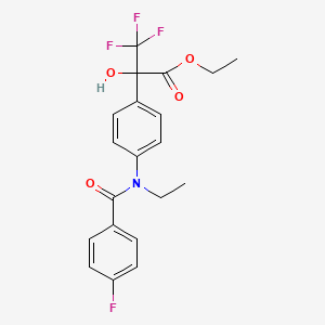 molecular formula C20H19F4NO4 B12470000 Ethyl 2-(4-{ethyl[(4-fluorophenyl)carbonyl]amino}phenyl)-3,3,3-trifluoro-2-hydroxypropanoate 