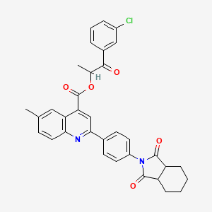 molecular formula C34H29ClN2O5 B12470003 1-(3-chlorophenyl)-1-oxopropan-2-yl 2-[4-(1,3-dioxooctahydro-2H-isoindol-2-yl)phenyl]-6-methylquinoline-4-carboxylate 