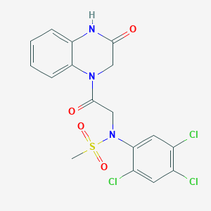 molecular formula C17H14Cl3N3O4S B12470033 N-[2-oxo-2-(3-oxo-3,4-dihydroquinoxalin-1(2H)-yl)ethyl]-N-(2,4,5-trichlorophenyl)methanesulfonamide 