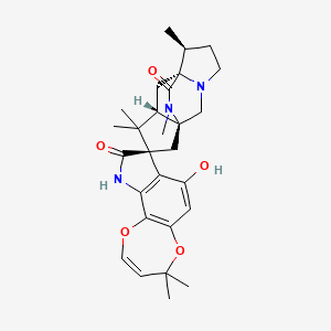 molecular formula C28H35N3O5 B1247006 (1'S,6'S,7'R,8R,9'S)-7-hydroxy-4,4,6',10',10',13'-hexamethylspiro[10H-[1,4]dioxepino[2,3-g]indole-8,11'-3,13-diazatetracyclo[5.5.2.01,9.03,7]tetradecane]-9,14'-dione 