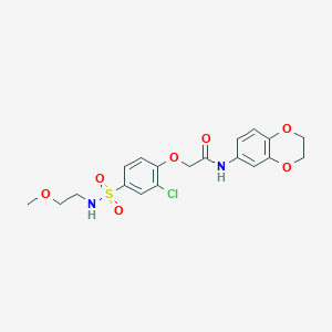 molecular formula C19H21ClN2O7S B12470068 2-{2-chloro-4-[(2-methoxyethyl)sulfamoyl]phenoxy}-N-(2,3-dihydro-1,4-benzodioxin-6-yl)acetamide 