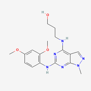 molecular formula C17H22N6O3 B12470082 3-({6-[(2,4-dimethoxyphenyl)amino]-1-methyl-1H-pyrazolo[3,4-d]pyrimidin-4-yl}amino)propan-1-ol 