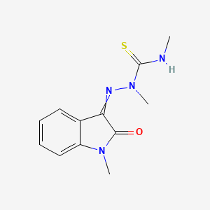 molecular formula C12H14N4OS B12470088 2-(1,2-Dihydro-1-methyl-2-oxo-3H-indol-3-ylidene)-N,1-dimethylhydrazinecarbothioamide CAS No. 40163-80-2