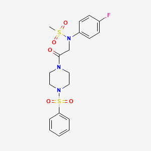 molecular formula C19H22FN3O5S2 B12470141 N-(4-fluorophenyl)-N-{2-oxo-2-[4-(phenylsulfonyl)piperazin-1-yl]ethyl}methanesulfonamide 