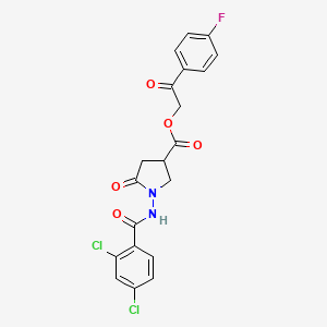 2-(4-Fluorophenyl)-2-oxoethyl 1-{[(2,4-dichlorophenyl)carbonyl]amino}-5-oxopyrrolidine-3-carboxylate