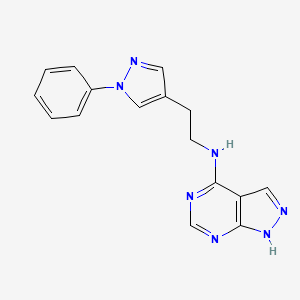 molecular formula C16H15N7 B12470154 N-[2-(1-phenyl-1H-pyrazol-4-yl)ethyl]-1H-pyrazolo[3,4-d]pyrimidin-4-amine 