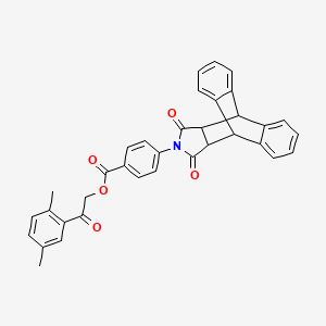 molecular formula C35H27NO5 B12470176 2-(2,5-Dimethylphenyl)-2-oxoethyl 4-(16,18-dioxo-17-azapentacyclo[6.6.5.0~2,7~.0~9,14~.0~15,19~]nonadeca-2,4,6,9,11,13-hexaen-17-yl)benzoate (non-preferred name) 