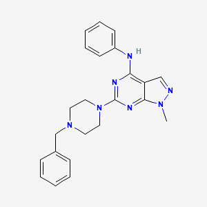 molecular formula C23H25N7 B12470186 6-(4-benzylpiperazin-1-yl)-1-methyl-N-phenyl-1H-pyrazolo[3,4-d]pyrimidin-4-amine 