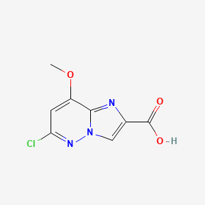 molecular formula C8H6ClN3O3 B12470210 6-Chloro-8-methoxyimidazo[1,2-b]pyridazine-2-carboxylic acid 