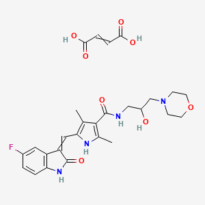 molecular formula C27H31FN4O8 B12470250 but-2-enedioic acid;5-[(5-fluoro-2-oxo-1H-indol-3-ylidene)methyl]-N-(2-hydroxy-3-morpholin-4-ylpropyl)-2,4-dimethyl-1H-pyrrole-3-carboxamide 