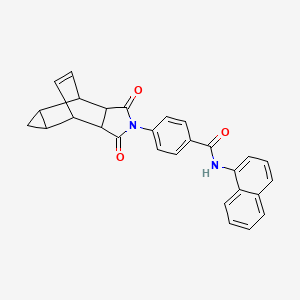 molecular formula C28H22N2O3 B12470269 4-(1,3-dioxooctahydro-4,6-ethenocyclopropa[f]isoindol-2(1H)-yl)-N-(naphthalen-1-yl)benzamide 