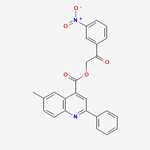 molecular formula C25H18N2O5 B12470285 2-(3-Nitrophenyl)-2-oxoethyl 6-methyl-2-phenylquinoline-4-carboxylate 