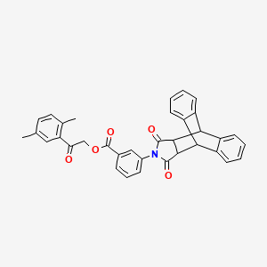 molecular formula C35H27NO5 B12470301 2-(2,5-Dimethylphenyl)-2-oxoethyl 3-(16,18-dioxo-17-azapentacyclo[6.6.5.0~2,7~.0~9,14~.0~15,19~]nonadeca-2,4,6,9,11,13-hexaen-17-yl)benzoate (non-preferred name) 