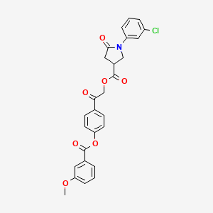 2-(4-{[(3-Methoxyphenyl)carbonyl]oxy}phenyl)-2-oxoethyl 1-(3-chlorophenyl)-5-oxopyrrolidine-3-carboxylate