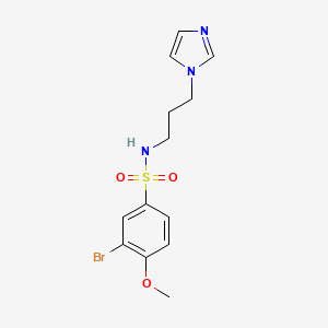 molecular formula C13H16BrN3O3S B12470356 3-bromo-N-[3-(1H-imidazol-1-yl)propyl]-4-methoxybenzenesulfonamide 