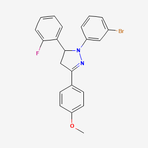 molecular formula C22H18BrFN2O B12470366 1-(3-Bromophenyl)-5-(2-fluorophenyl)-3-(4-methoxyphenyl)-4,5-dihydropyrazole 