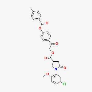 2-(4-{[(4-Methylphenyl)carbonyl]oxy}phenyl)-2-oxoethyl 1-(5-chloro-2-methoxyphenyl)-5-oxopyrrolidine-3-carboxylate