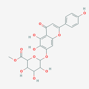 molecular formula C22H20O12 B12470393 Methyl 6-{[5,6-dihydroxy-2-(4-hydroxyphenyl)-4-oxochromen-7-yl]oxy}-3,4,5-trihydroxyoxane-2-carboxylate 