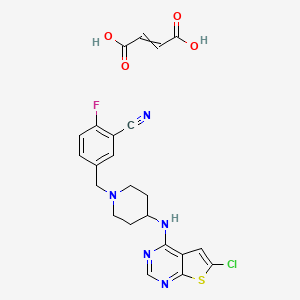 5-{[4-({6-Chlorothieno[2,3-d]pyrimidin-4-yl}amino)piperidin-1-yl]methyl}-2-fluorobenzonitrile; maleic acid